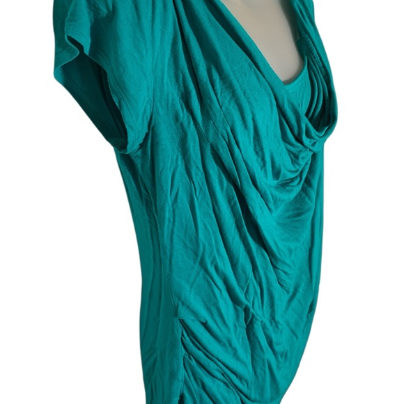 Apt. 9 Teal Short Sleeve Drape Neck Top - Picture 2 of 6